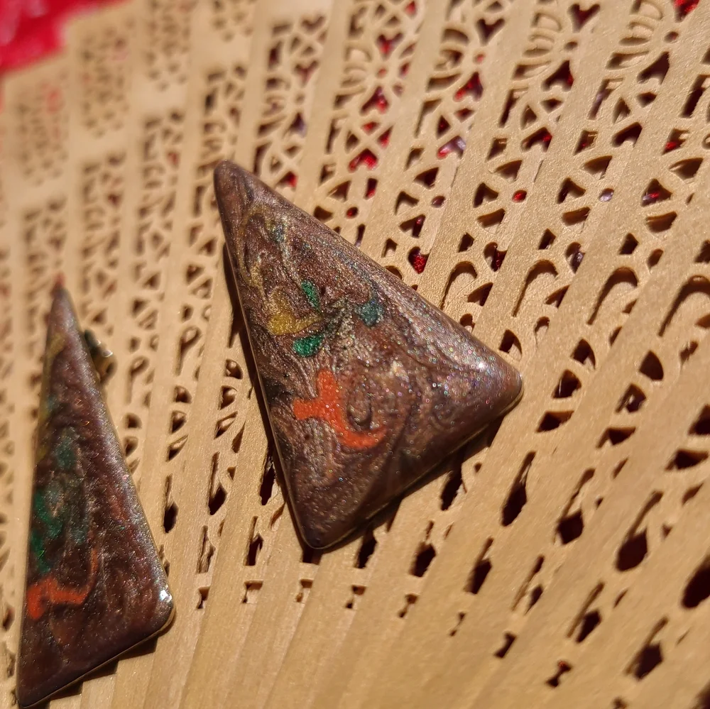 Vintage Multicolor Triangle Earrings